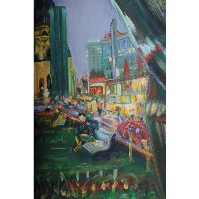 A. Zaher, Berlin City West View, Kudamm / Kurfürstendamm, Oil on Canvas For Sale - Image 10 of 18