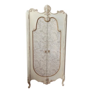 Italian White Wood Armoire For Sale