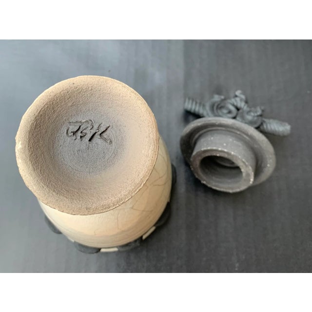 Contemporary Handthrown Raku Pottery Vessel Wish Keeper by Jinsong Kim, Signed For Sale - Image 3 of 9