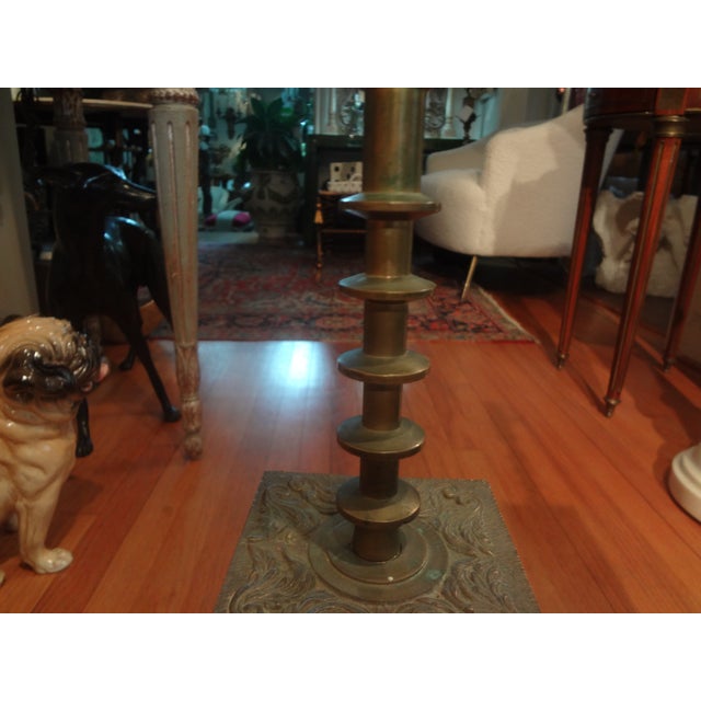 Pair of James Mont Asian Modern Brass Lamps For Sale - Image 12 of 14