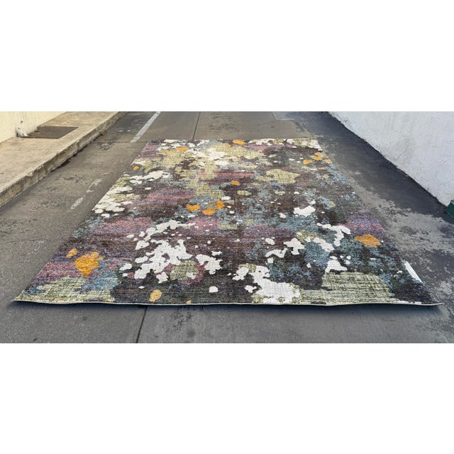 Abstract 8ft 6in × 11ft 7in Oriental Weavers Evolution Area Rug, Navy/Green For Sale - Image 3 of 12