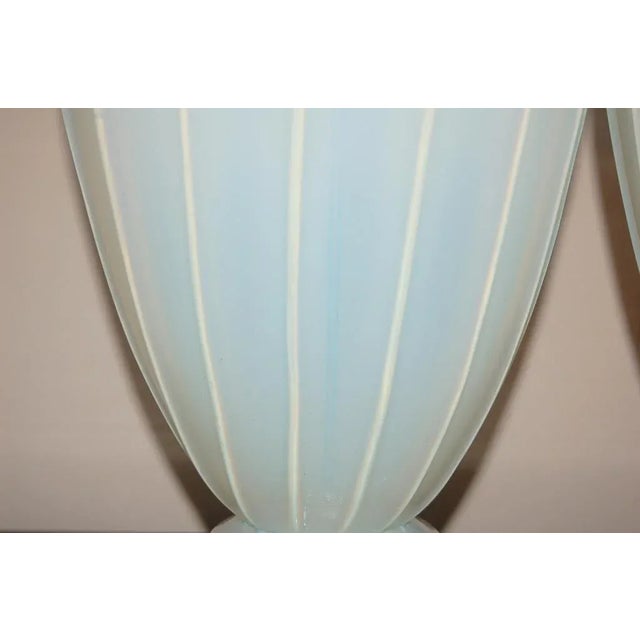 Wood 1950s Italian Marbro Murano White Opaline Glass Lamps - a Pair For Sale - Image 7 of 10