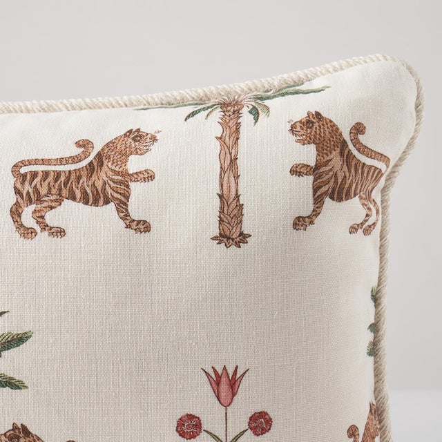 This pillow features Tiger Palm. An organized pattern printed on a soft linen ground. Inspired by antique block prints,...