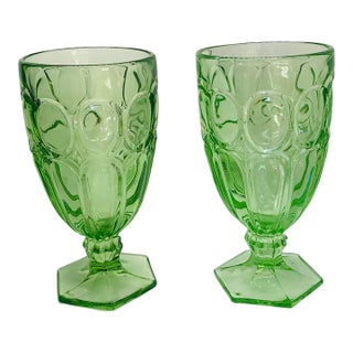 Fostoria Green Moonstone Tea Glasses Set 10 For Sale