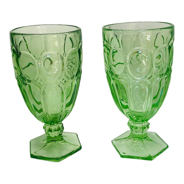 Fostoria Green Moonstone Tea Glasses Set 10 For Sale