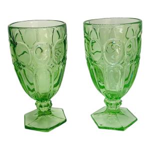 Fostoria Green Moonstone Tea Glasses Set 10