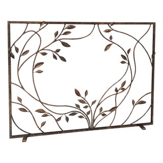 Tobacco Swirling Jasmine Vines Fireplace Screen For Sale