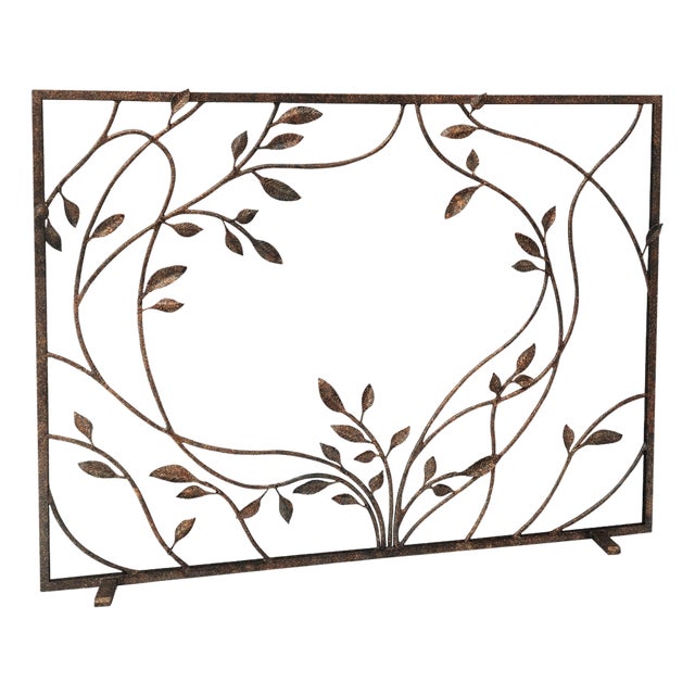 Tobacco Swirling Jasmine Vines Fireplace Screen For Sale