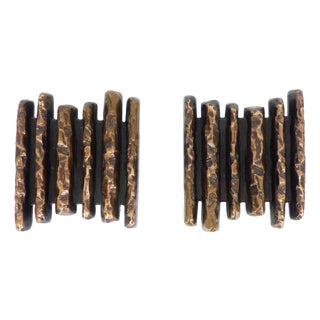Brutalist Bronze Door Handles from Alpan, Germany, 1970s, Set of 2 For Sale