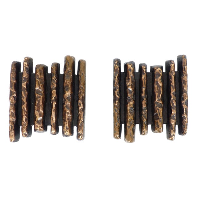 Brutalist Bronze Door Handles from Alpan, Germany, 1970s, Set of 2 For Sale
