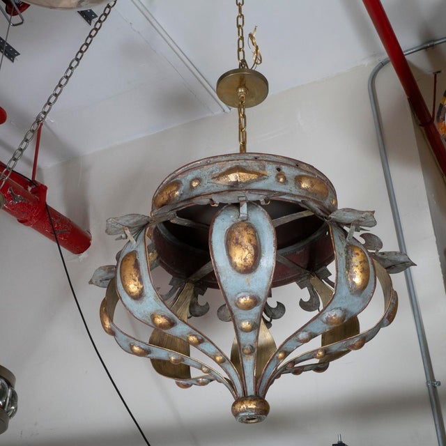 Metal Spanish revival style pendant For Sale - Image 7 of 8