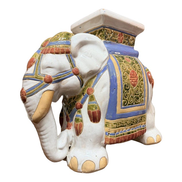Vintage Elephant Plant Stand in Ceramic For Sale