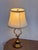 Lyre Form Brass Tone Table Lamp, Vintage For Sale - Image 4 of 12