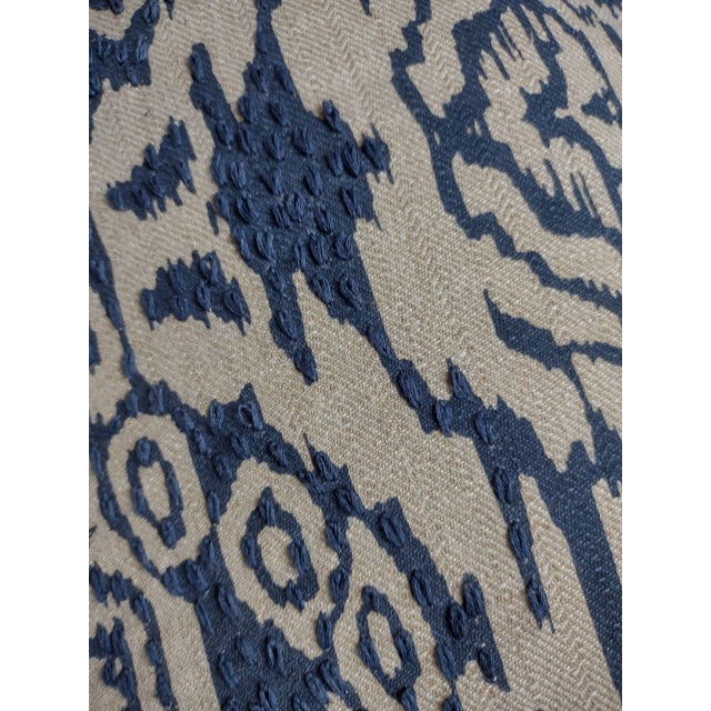 Mario Villa Pair of Vintage Villa Textured Cotton Blue and Linen Pillows For Sale - Image 4 of 8