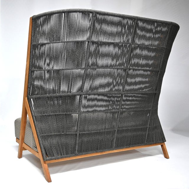 Walters Wicker Arbor High Back Outdoor Sofa in Grey Upholstery For Sale In New York - Image 6 of 8