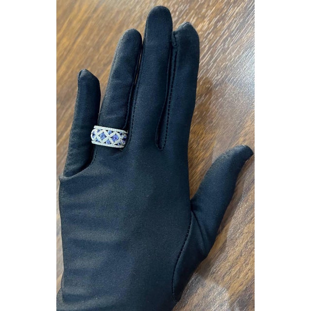 Light Blue Tanzanite White Diamonds 14k White Gold Unique Earrings & Ring Set For Sale - Image 13 of 14