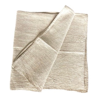 Antique Heavy Linen Kitchen Cloth in Light Oatmeal Color. For Sale