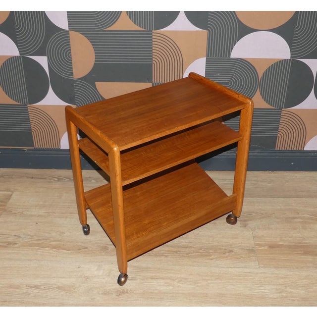 Brown Small Scandinavian Bar Cart in Teak, 1960s For Sale - Image 8 of 15