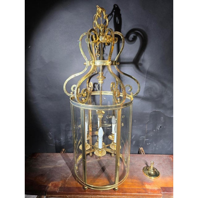 Large Decorative Gilt Bronze Lantern, 1950s For Sale - Image 3 of 15