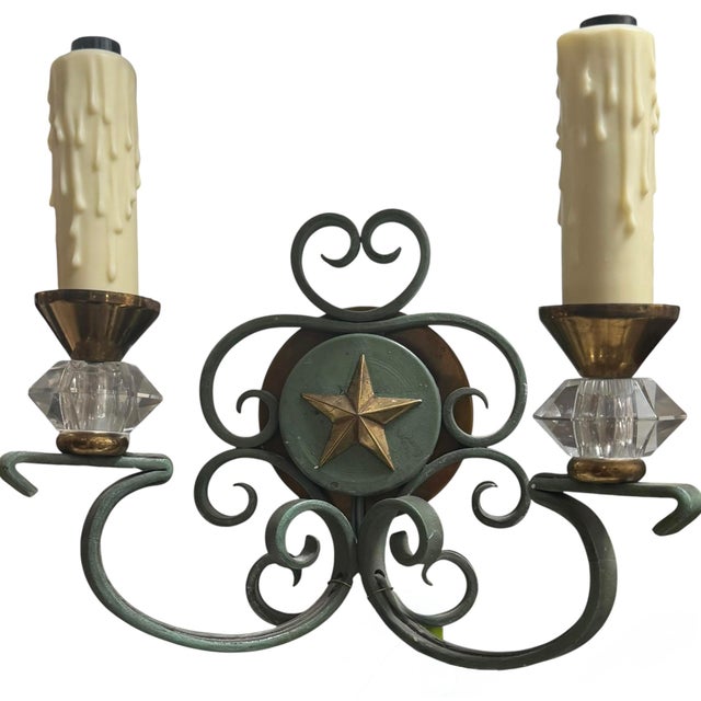 Pair of Antique Art Deco French Bronze Wall Light Sconces.