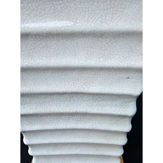 Modern Late 20th Century Modern Fluted Crackle Glaze and Solid Brass Table Lamps - a Pair For Sale - Image 3 of 7