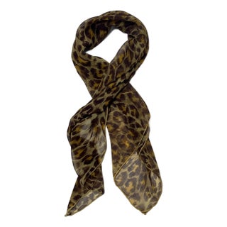 1960 Leopard Printed Silk Chiffon Scarf - For Sale