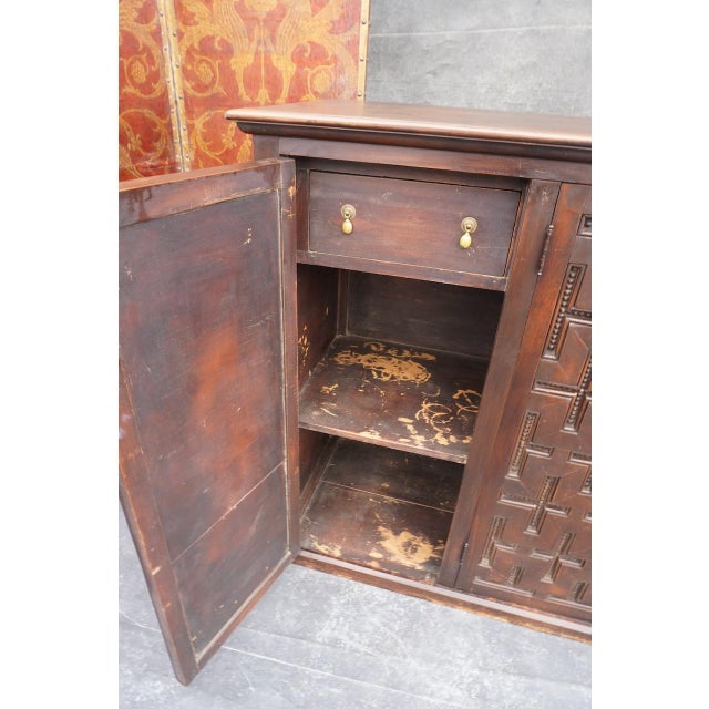 Brown Spanish Colonial Three-Door Cabinet For Sale - Image 8 of 8