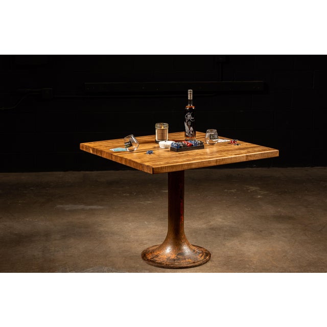 1930s Industrial Butcher Block Bistro Table For Sale - Image 4 of 8