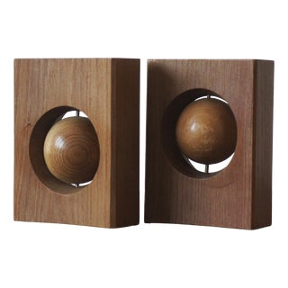 Mid-Century Modern Wooden Bookends, 1960s, Set of 2 For Sale