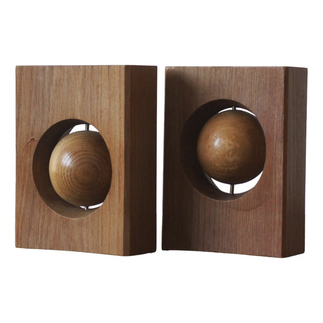 Mid-Century Modern Wooden Bookends, 1960s, Set of 2 For Sale