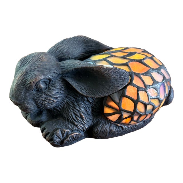 1990s Tiffany Rabbit Stained Glass Lamp For Sale