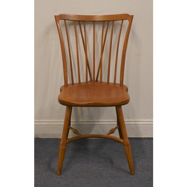 American High End Vintage Solid Hard Rock Maple Colonial Early American Fiddleback Duxbury Dining Side Chair 620-911 For Sale - Image 3 of 10