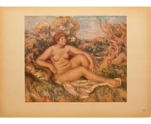 1944 "Seated Bather" Parisian Offset Lithograph After Auguste Renoir