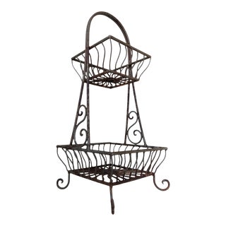 Mid 20th Century Vintage French Wrought Iron Fruit Stand For Sale
