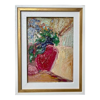 Lilac and Green Spring Flowers. Still Life Oil Painting by Francesca Owen For Sale