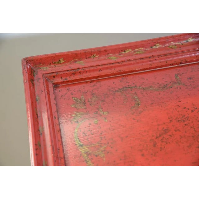 Chinoiserie Red Center Table With Cabriole Legs For Sale - Image 4 of 12