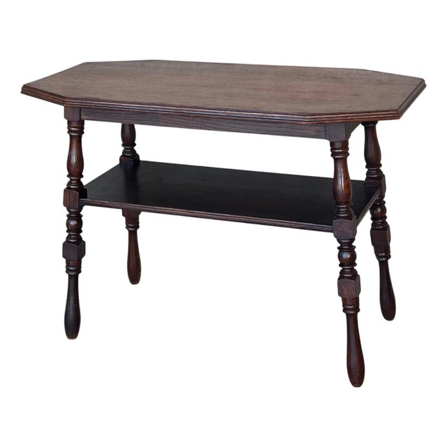 Early 20th Century Country French Two-Tier Walnut Console Side Table For Sale