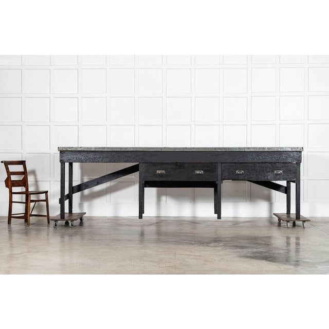 English Monumental Ebonised Pine Worktable, 19th Century For Sale - Image 13 of 14