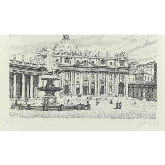 Etching realized by Giuseppe Malandrino in the early 1970s. Hand-signed by the artist in pencil on the lower right corner....
