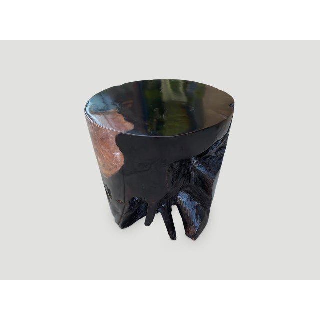 Andrianna Shamaris Organic Cracked Resin and Teak Wood Side Table For Sale - Image 17 of 18