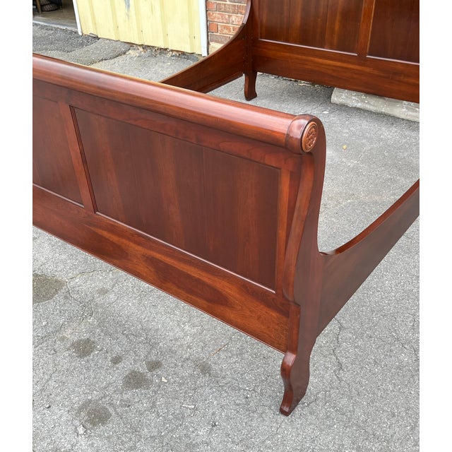 Vintage Pennsylvania House Solid Cherry Queen Sleigh Bed For Sale - Image 13 of 14