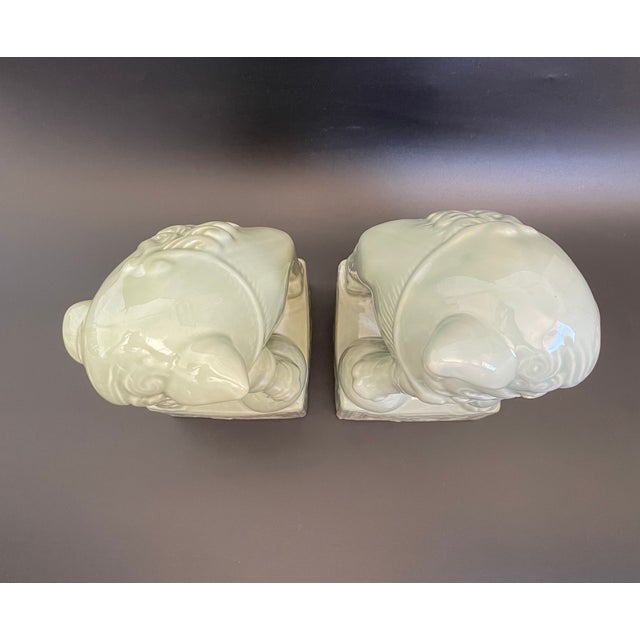 Vintage Glazed Porcelain Chinese Foo Dogs, Pair For Sale In Las Vegas - Image 6 of 11