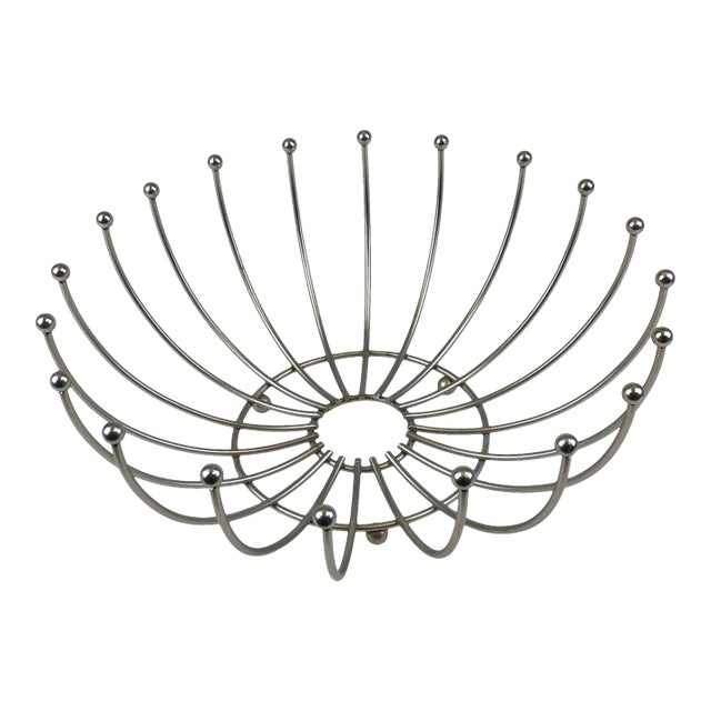 1960s Mid-Century Modern Brutalist Satin Finish Steel Bread or Fruit Basket For Sale