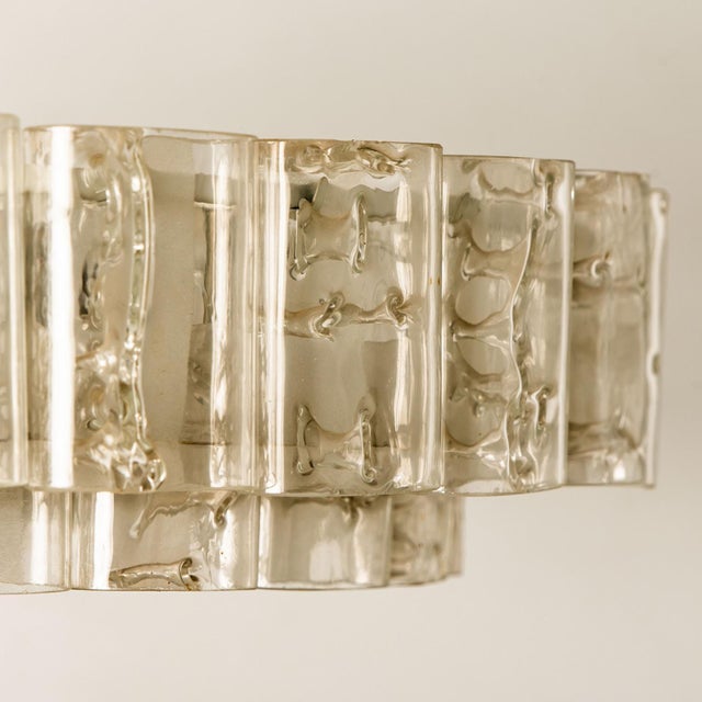 Gold Large Glass and Brass Pendant Light by Doria Leuchten, 1970s For Sale - Image 8 of 18