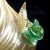 Mid 20th Century Vintage Murano Barovier Toso Green Roses Gold Flecks Italian Art Deco Style Glass Midcentury Flower Vase For Sale - Image 5 of 7