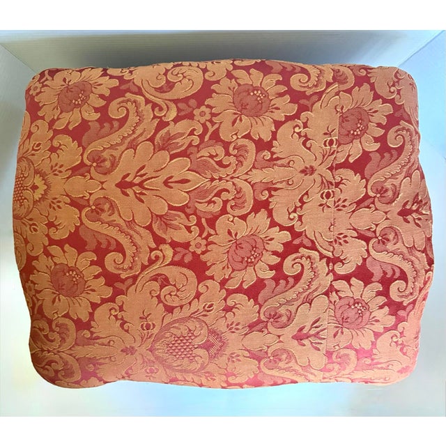Antique Upholstered Wood Serpentine Storage Footstool on Bun Feet For Sale - Image 4 of 12