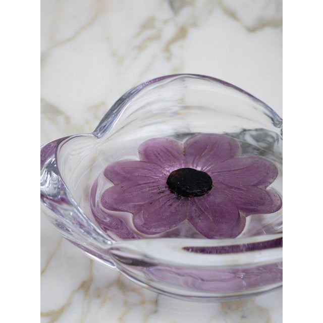 Art Deco Daum Coppelia Crystal Catchall With Floral Motif For Sale - Image 3 of 5