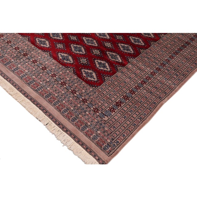 1980s Tribal Bokhara Red/Taupe Hand Knotted Wool Rug For Sale - Image 4 of 9