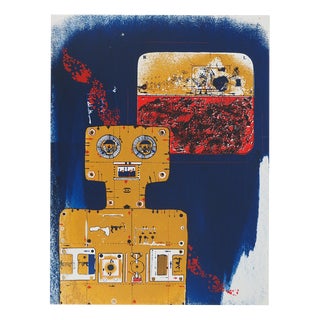Jean-Pierre Vielfaure, Robot on a Blue Background, 1974, Lithograph For Sale
