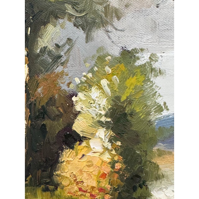 Wood Vintage Giltwood Sunny Day on Open Road Canvas Oil on Painting, Signed For Sale - Image 7 of 12